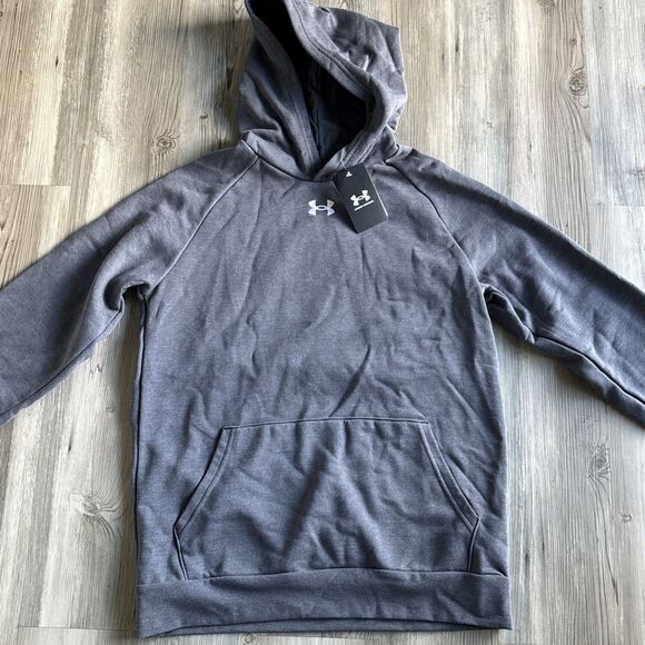 NWT Under Armour Boys' Rival Fleece Hoodie Castlerock Light Heather YXL - Picture 1 of 6